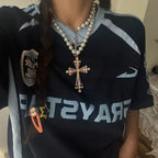 Diatoms Cross Pearl Beaded Necklace - Diatoms