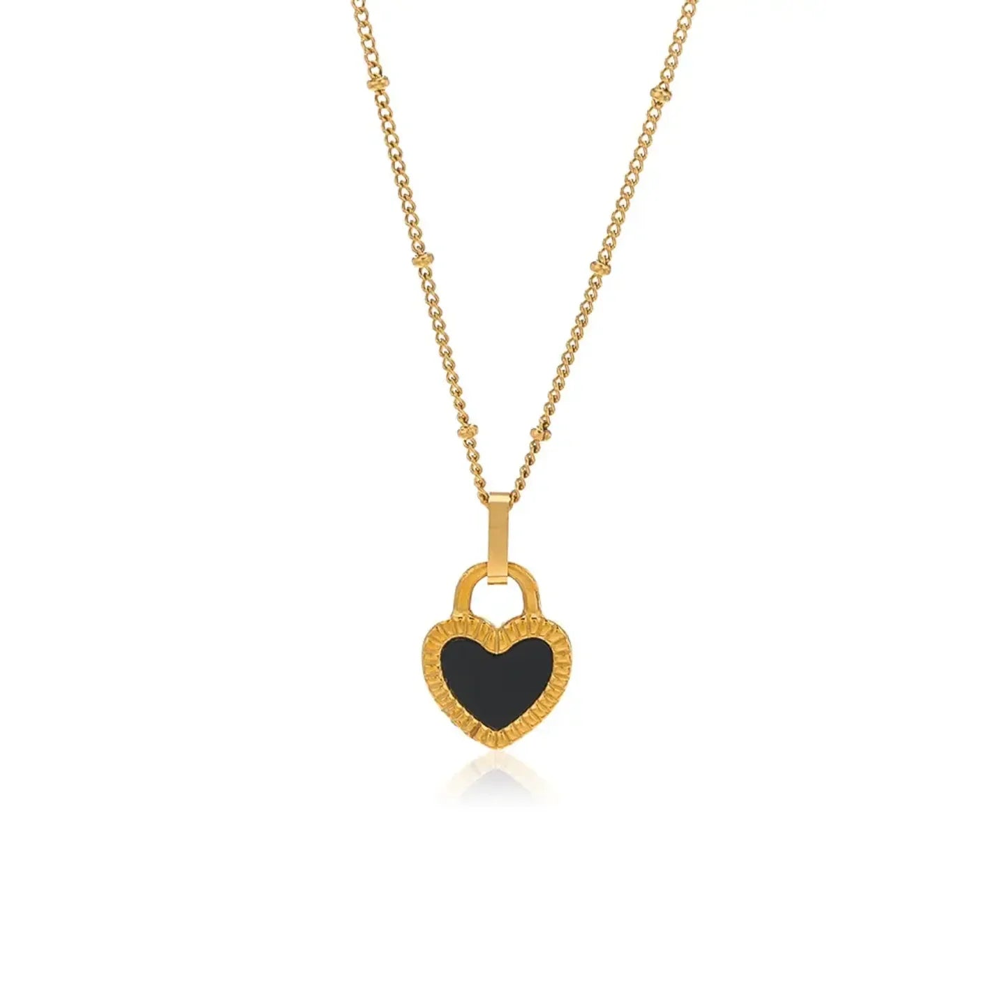 Black & White Heart Shape Double Side Necklace And Earrings - Diatoms