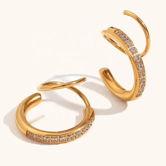 Dual Curl Elegance Earrings - Diatoms