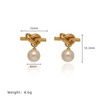 Knot Round Pearl Drop Earrings - Diatoms