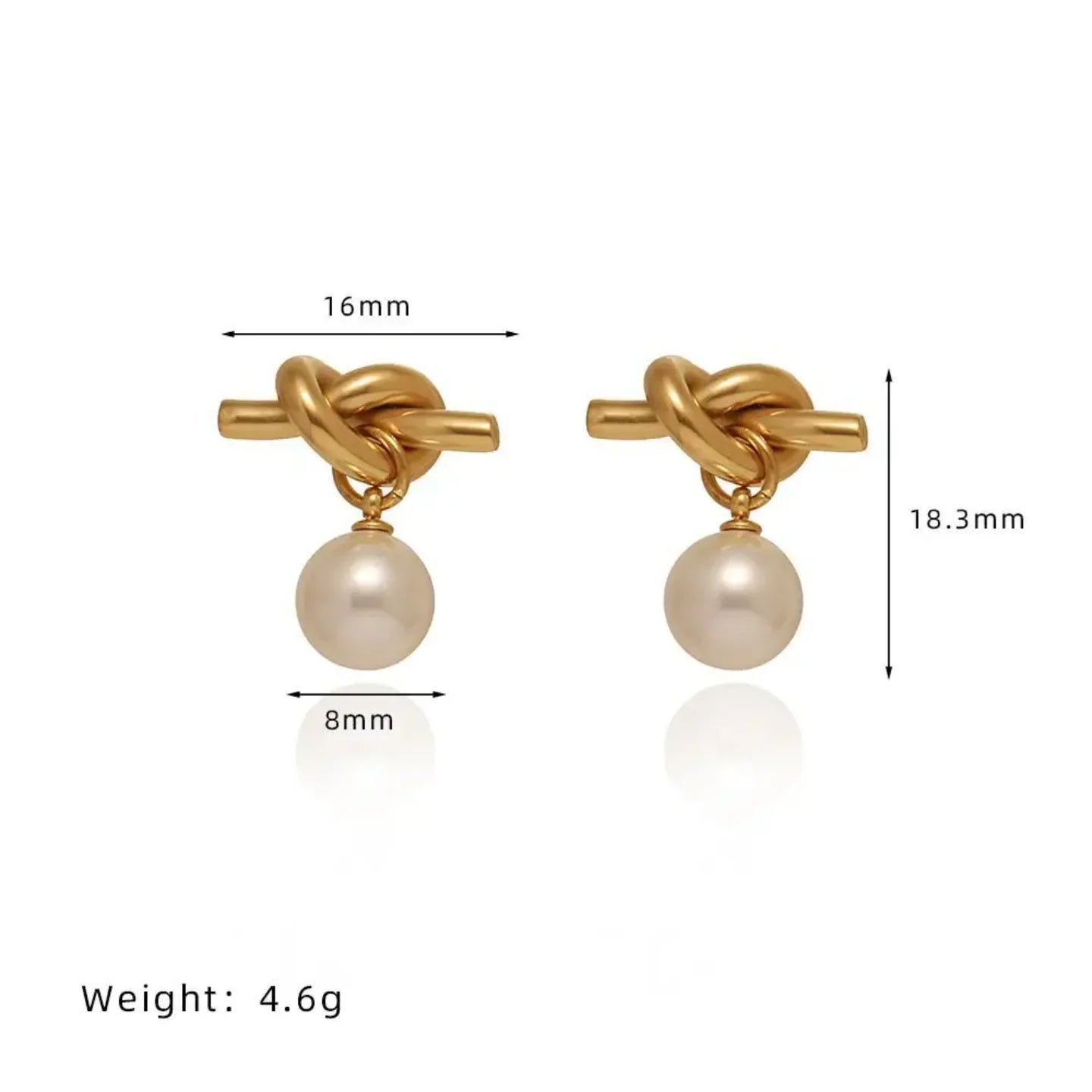 Knot Round Pearl Drop Earrings - Diatoms