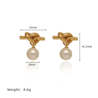 Knot Round Pearl Drop Earrings - Diatoms