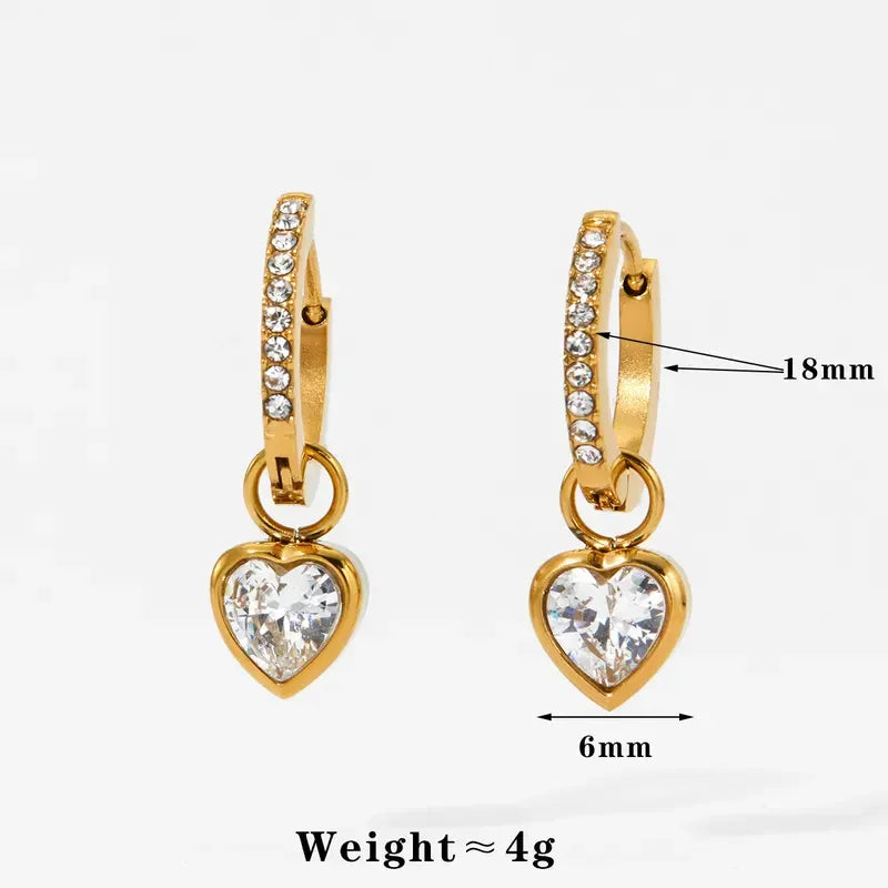 Diatoms Luxe Heart Charm Hoop Earrings