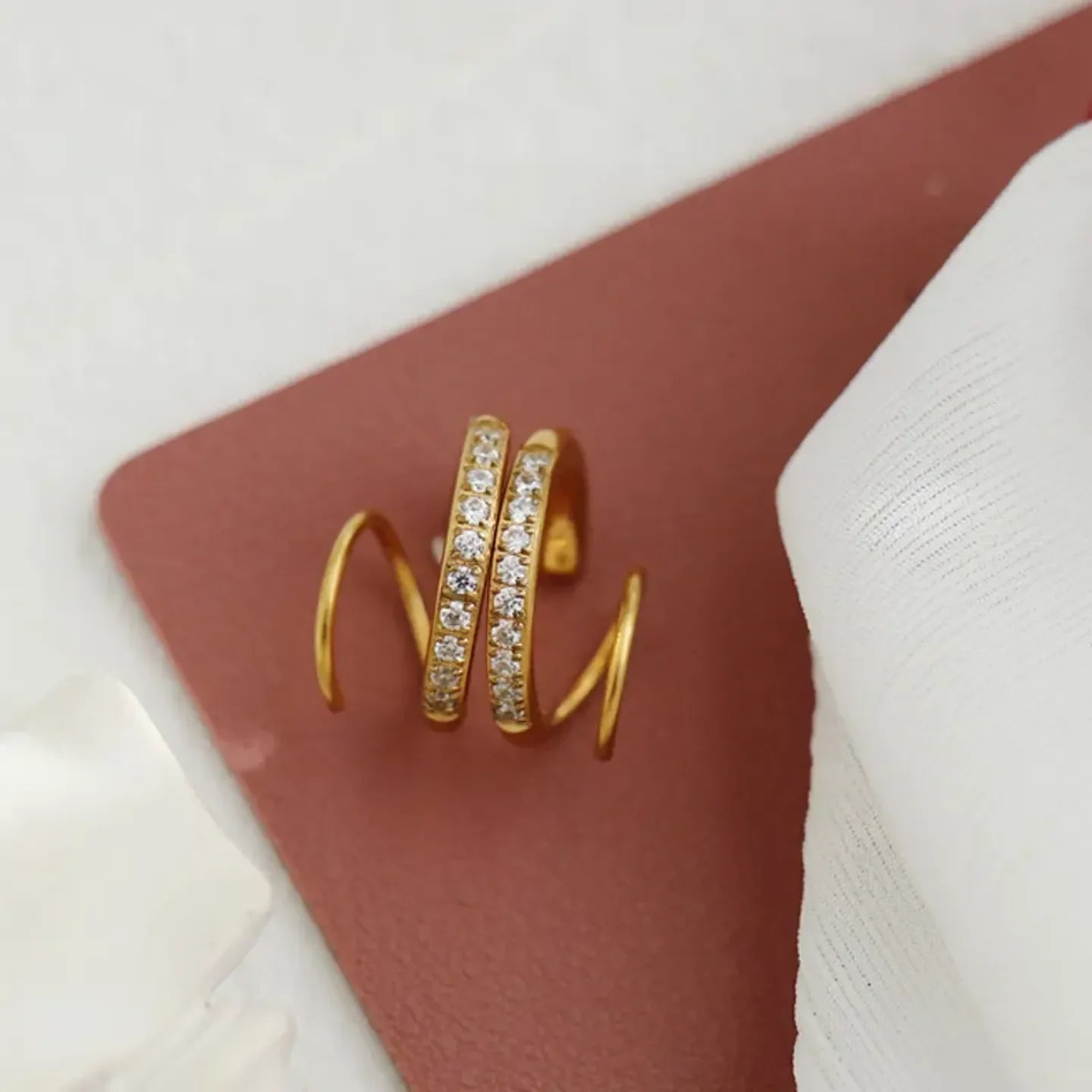 Dual Curl Elegance Earrings - Diatoms