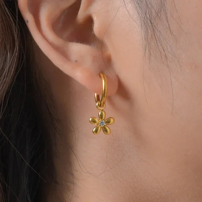 Artistic Flower Hoop Earrings - Diatoms