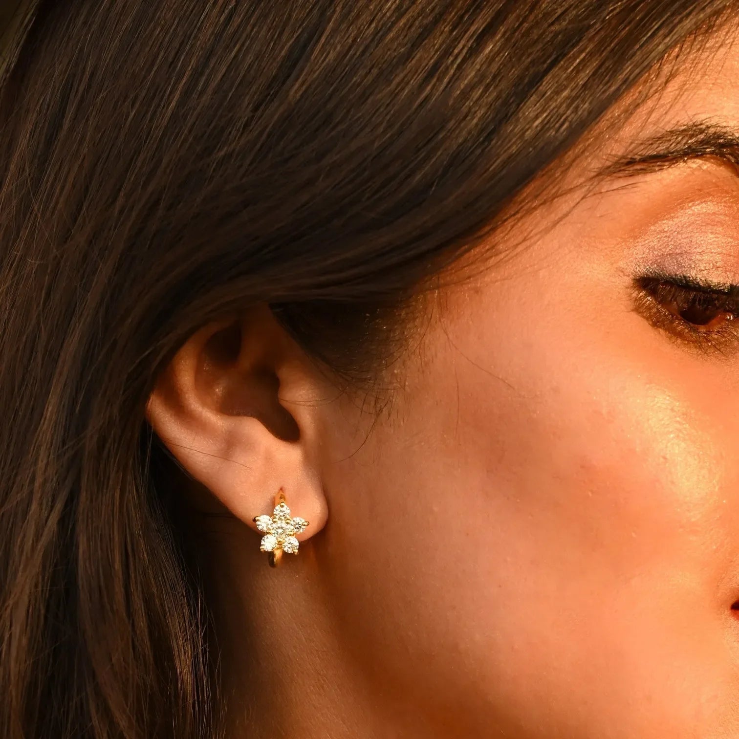Flower Zircon Drop Earrings - Diatoms