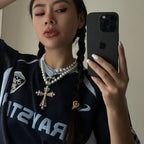 Diatoms Cross Pearl Beaded Necklace - Diatoms