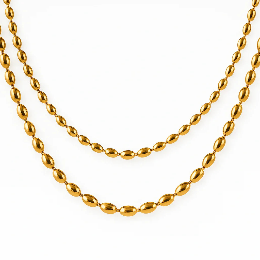 Gold Beaded Necklace - Diatoms