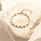 Goldtone Contemporary Pearl Bracelet - Diatoms